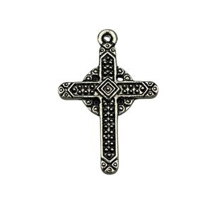 Silver Tone Cross Pendant Textured Magnetic